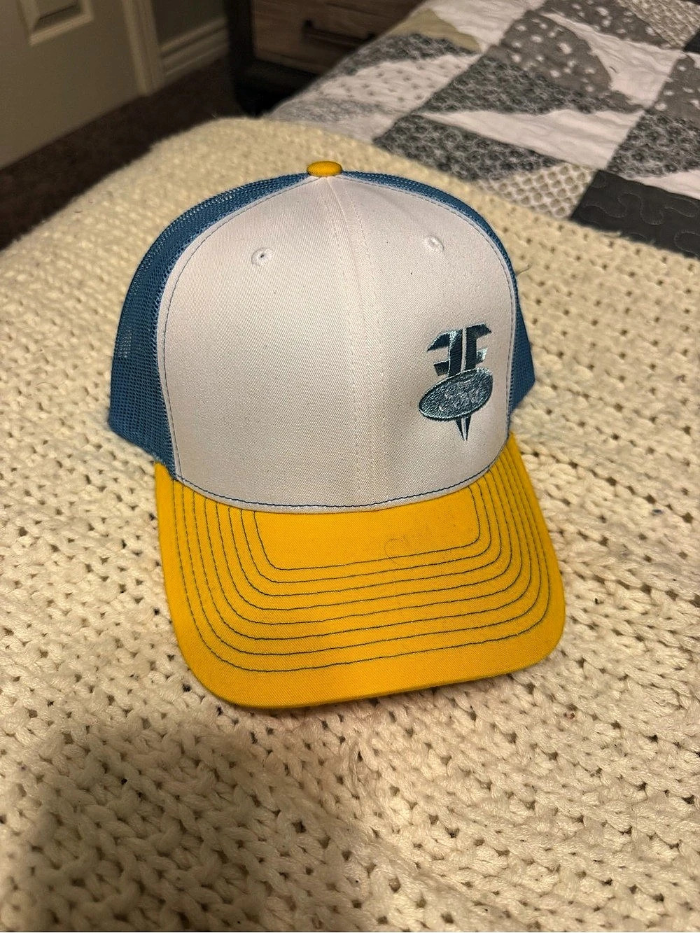 Richardson Style 112 Trucker Hat in Blue & Yellow